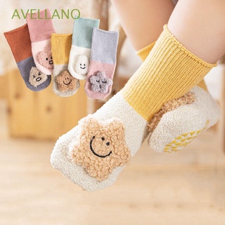AVELLANO Girls Newborn Floor Socks Toddler Non-Slip Sole Baby Socks 1-3 Years old Infant Cotton Autumn Winter Thick Soft Cartoon Doll
