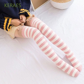 keraes compresión largo muslo medios altos rayas caliente calcetines calcetines de rodilla animal impreso acogedor invierno japonés/multicolor