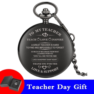 Steampunk TO MY TEACHER hombres mujeres cuarzo analógico bolsillo reloj colgante cadena día del maestro regalo con caja