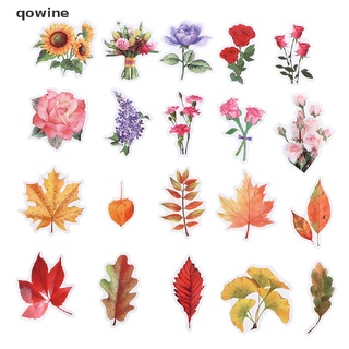 qowine 1set/50 piezas de pegatinas de plantas y flores para cuadernos álbum pegatinas decorativas cl