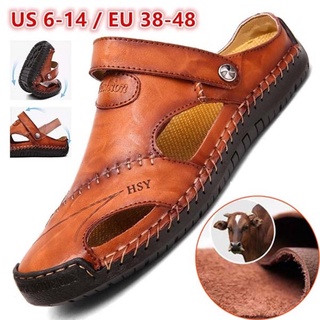 38-48 hombres sandalias de verano Genunie cuero moda Casual sandalia