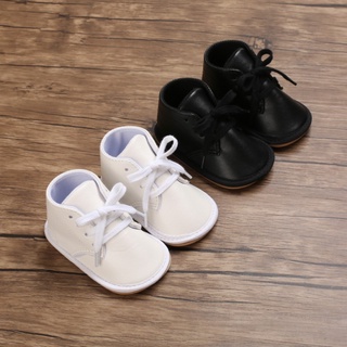 Bebé Pu Encaje Hasta Zapatos De Caminar 0-18M 2 Colores Primavera Y Otoño Moda Antideslizante (1)