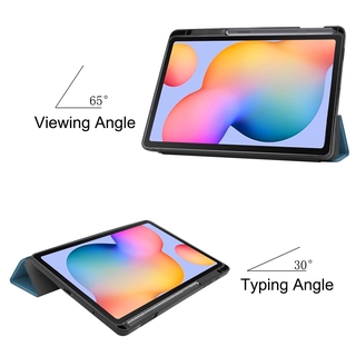 Funda para Samsung Tab A7 2020 SM-T500 titular de la cubierta Tri-Fold de cuero de la PU a prueba de golpes de la tableta soporte de Shell plegable (6)