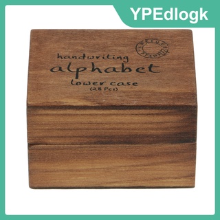 juego de 28 sellos de goma de madera, letras del alfabeto