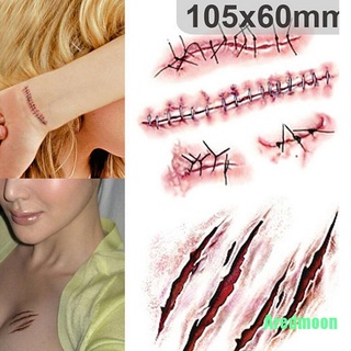Aredmoon 3xHalloween 3D Zombie cicatrices tatuaje con costra falsa sangre pegatina disfraz de maquillaje