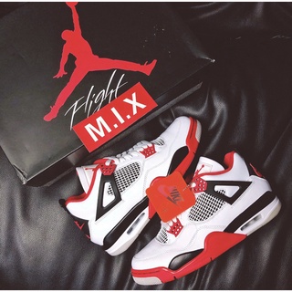 Air Jordan 4 Aj4 tenis casuales blancos blancos rojo Nike baloncesto para hombre