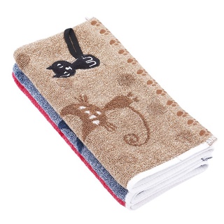 gato de dibujos animados bordado línea toalla de algodón suave servilletas toallas de cocina