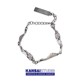 Pulsera de cadena de cinta KANSAI, pulsera de costura de hip-hop europeo y americano, viento frío, tendencia retro, joyería de nicho de personalidad