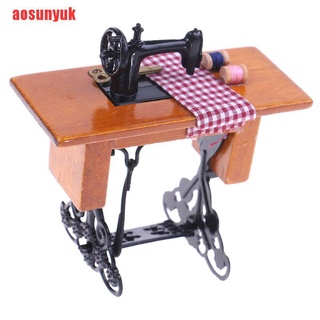 {aosunyuk} mini máquina de coser mini mueble miniatura decoración de mesa 1:12 juguete TTE (8)