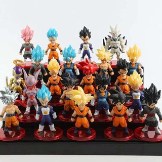 Dragon Ball Z Super Saiyan Son Goku Gohan Vegeta Gogeta Piccolo Majin Buu Cell Q Version Figuras Juguetes 16pcs 21pcs