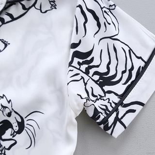 Simba verano bebé niños niñas niños tigre impresión ropa de dormir conjunto de manga corta blusa Tops+pantalones de sueño (4)
