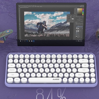 308i teclado inalámbrico bluetooth portátil 84 teclas retro redondo teclado (5)