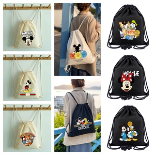 Mickey Bag mochila de lona estudiante con cordón bolsa de la compra bolsa de dibujos animados ratón bolsa de cumpleaños