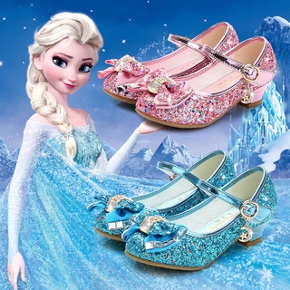 niñas princesa zapatos frozen princesa elsa papel de juego zapatos de los niños lentejuelas rendimiento zapatos de cuero zapatos de baile