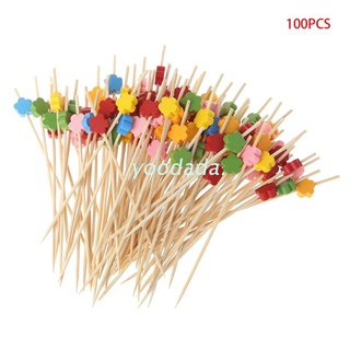 Yoo 100 pzs palillos desechables de bambú/flor de ciruelas de bambú/coctel