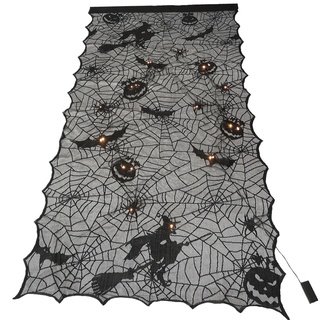 Halloween Ghost Festival Curtain Spider Web Bats Lace Curtain Halloween Costume Home Decoration (1)