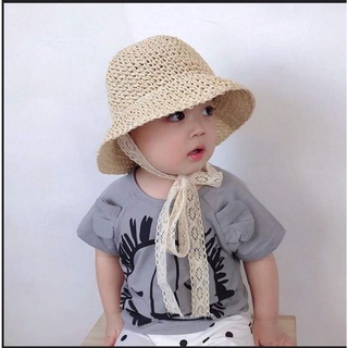 Moily moda verano niña ala ancha sombrero de paja playa protección solar Floppy niño niños visera sol/Multicolor (7)