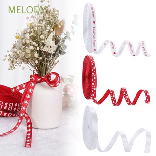 MELODY Wedding Decoration Bouquet Packing Ribbon Crafts Accessories Cake Bouquet Decoration Heart Ribbon DIY Crafts Grosgrain Ribbons Bowknot Heart Red Printed Party Supplies Valentine's Day Gift Wrapping