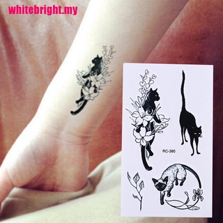 {Whitebright} calcomanías temporales impermeables para tatuajes/gatos negros/transferencia de agua/flash tatoo falso