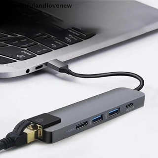 [beautifulandlovenew] 5 in 1 USB Type C Hub Hdmi 4K USB C Hub to Gigabit Ethernet Rj45 Lan Adapter