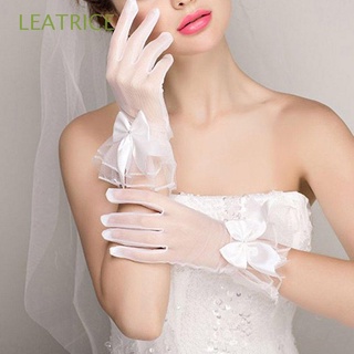 leatrice hilo de encaje malla de encaje corto diseño guantes blanco transparente arco kont malla matrimonio novia vestido de novia/multicolor