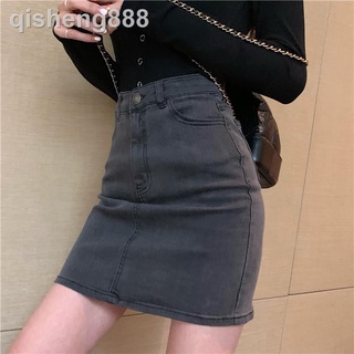 falda de mezclilla femenina puerto estilo chic retro negro gris una línea de falda de verano falda corta de cintura alta delgada falda falda falda marea