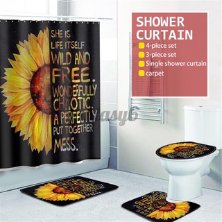 ON SALE Sunflower Shower Curtain Bathroom Mat Toilet Seat Cover Non-slip Bath Mat Set Waterproof Curtain Bathroom Decor