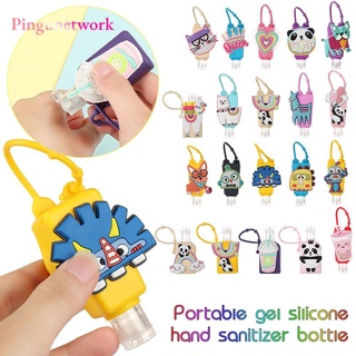 pingunetwork bolsillo cubierta de botella portátil lavado de manos botella de silicona accesorios de viaje limpiador contenedor de silicona bolsa de dibujos animados separado embotellado
