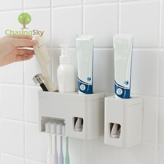Dispensador automático de pasta de dientes exprimidor montado en la pared cepillo de dientes titular accesorios de baño