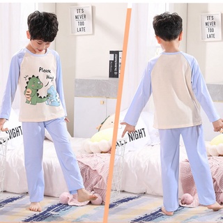 Pijamas bebé niño Baju Tidur pijamas de estilo japonés de manga larga pijama de dibujos animados impreso O-cuello pijamas absorbe la humedad de los niños mayores de algodón ropa de sueño