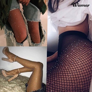 Wis medias elásticas Sexy para mujer con pedrería/medias elásticas/medias de red de pescado/pantimedias/calcetines