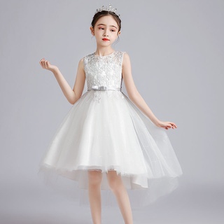 Spot segundo pelo blanco gasa vestido de niñas Kindergarten ropa de niña vestido de princesa vestido de pasarela ropa (7)