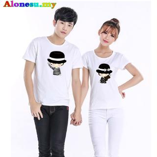De dibujos animados de verano de la moda de los hombres y las mujeres de manga corta T-shirt pareja camiseta Alonesu