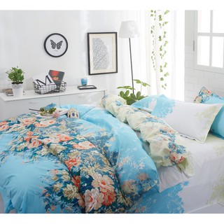 [hulianhome] Juego de ropa de cama azul coloridas 4 piezas, funda de edredón suave y sábana de cama con 2 fundas de almohada
