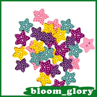Bloom botones Star 100 piezas colores mezclados 2 agujeros botones De madera planas Para manualidades/ropa artesanal De madera botones Decorativo (1)