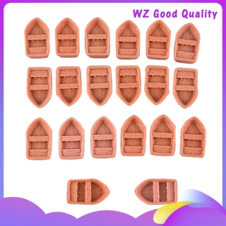 [WZ Buena Calidad] Paquete De 20 Barcos En Miniatura De Madera Hecha A Mano Modelo Rústico Barco De Hadas Jardín (1)