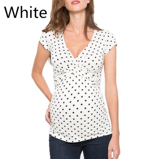 Fashion Pregnant Women Pregnancy Clothes T Shirt Nursing Short Sleeve Tops Maternity Dot Printed T Shirt Lactation Clothe Tops (3)