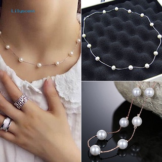 [LS] Gargantilla con colgante de perlas de imitación romántica para mujer collar corto joyería