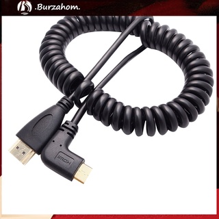 bur mini adaptador compatible con hdmi a hdmi compatible con macho de 90 grados de ángulo recto cable de resorte para slr pc