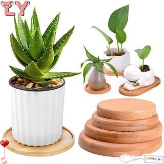 LY Gift Flowerpot Base Gardening Supplies Hexagon Rectangle Bamboo Wood Tray Simple Style Home Decoration Planters Pot Stander Succulents Bonsai Holder Round Square