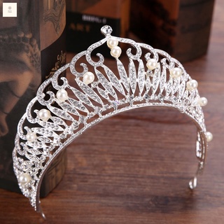 lujosa moda perla corona princesa novia novia vestido corona accesorios de boda joyería