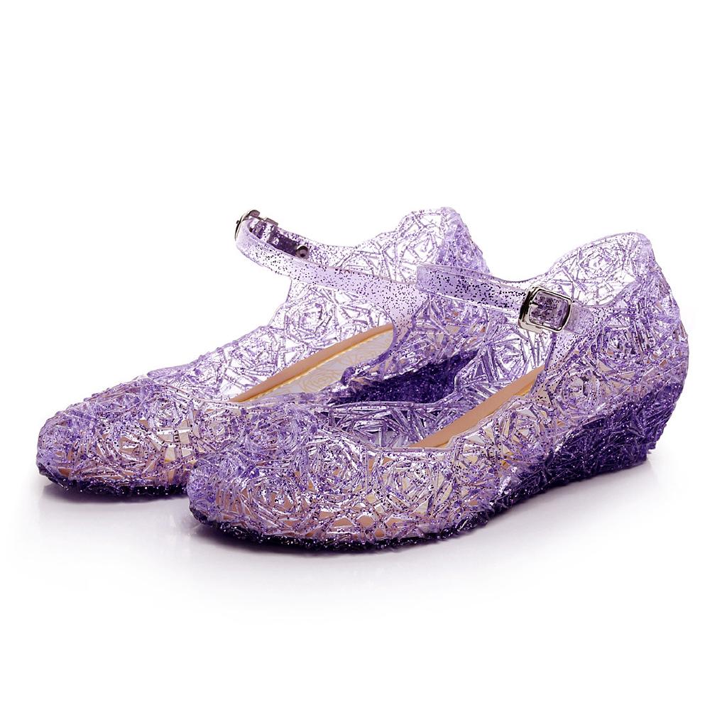 Cc&mama niñas princesa zapatos Frozen Elsa cristal sandalias zapatillas impermeable resistente al desgaste zapatos (3)