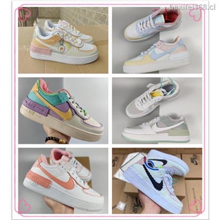 24H enviar listo Stock 10 Color mujeres Nike Air Force 1 sombra AF1 zapatos Macaron función deconstrucción empalme Kasut Perempuan