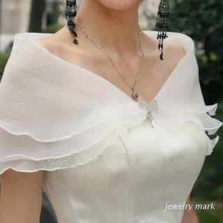 Judío blanco elegante Multi capa de tul chal de diamantes de imitación de boda envoltura nupcial Seersucker corto abrigo de hadas matrimonio accesorios (1)