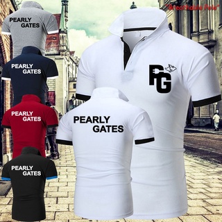 2021 Pearly Gates verano de la moda de los hombres Casual Polo camisetas Streetwear camisetas de solapa cuello Slim Fit algodón manga corta camisas Polo