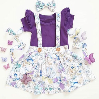 babyya niño niñas volantes mameluco+correa floral falda conjunto trajes ropa de verano