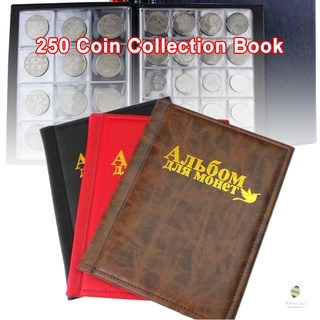 Coins Storage Book Simple Coins Album with 250 Cells Capacity Gift for Collector 215*172mm Coins Not Included (1)