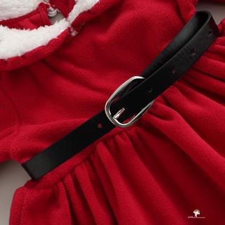 XZQ7-Vestido De Navidad Para Niñas , Bloque De Color , Cuello De Muñeca De Manga Larga , Fuzzy , Sombrero Y Cinturón (6)