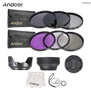 ✧ Andoer - Kit de filtro de lente de 72 mm UV+CPL+FLD+ND (ND2 ND4 ND8) con bolsa de transporte, tapa de lente, soporte para tapa de lente, tulipán y capucha de goma para lentes, paño de limpieza