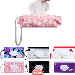 PEONYFLOWER útil bolsa cosmética de moda cochecito accesorios toallitas húmedas bolsa portátil bebé producto lindo Snap-correa al aire libre Flip Cover caja de pañuelos